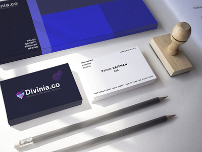 divinia.co business cards branding business cards clean gradient hawt illustrator