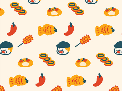 Korean Street Food Pattern branding design flat illustration food illustration illustrator korean food pattern vector