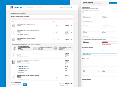 Romstal Ecommerce UI multi step checkout - cart page branding cart cart page checkout checkout page contentspeed design e commerce ecommerce ecommerce ui login box online store responsive sanitaryware shopping cart ui user interface ux website website design