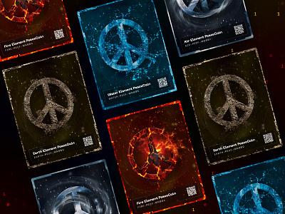 PeaceCoin Finance - Crypto Coin NFT's Staking cards - 4 elements binance blockchain branding btc card coin crypto cryptocurrency design elemental eth etherium illustration medalion nft peace ui user interface ux