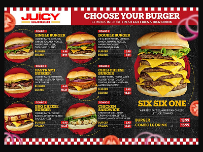 Burger Menu Display burger display food juicy burger menu