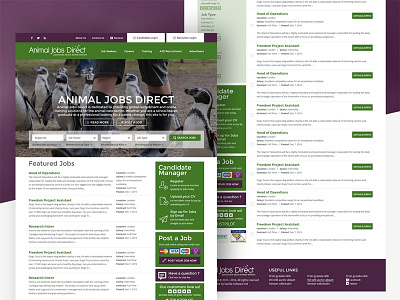 Animaljobsdirect recruitment website (job board) animal design job recruitment search ui user interface ux website website design