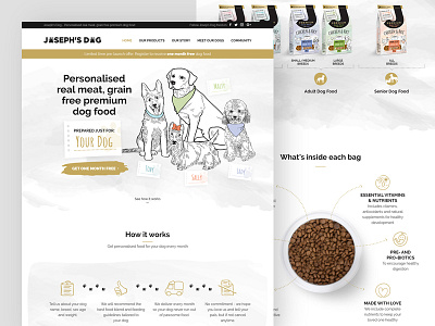 Joseph's Dog website design animal design dog dog food food job ui user interface ux website website design