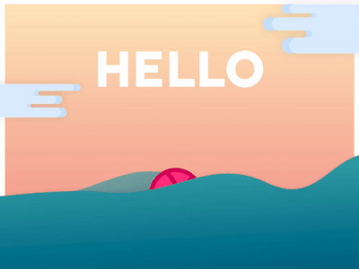 Hello Dribbble! animation clouds debut invision sky studio sunset waves