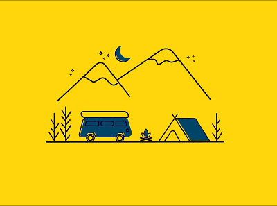 Camping time - Line art adobe illustrator colours flat flat design icon illustration line lineart ui vector