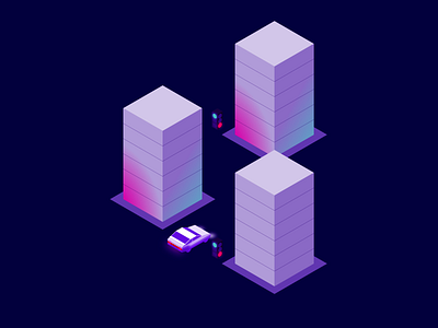 'City Slide' Animated Illustration car css css animation illustration isometric illustration japan neon retrowave ukraine web illustration