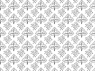 Pattern with hand drawn elegant tree leaves polka dot