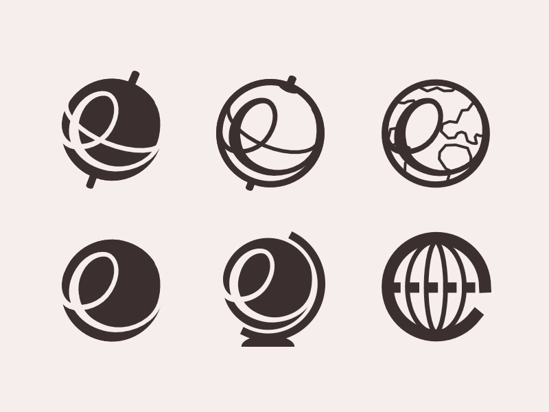 'E' + Globe Brandmark logo brandmark planning round trip discover destination travel