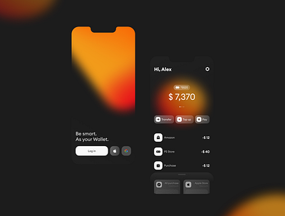 Finance App – Wallet 🧠 app bank clear dark figma finance gradient interface ios minimalism mobile ui wallet