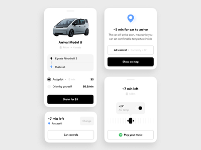 Taxi app concept app application arrival autopilot black car carsharing design driver electic figma interface ios mobile modal native taxi tesla ui vehicle