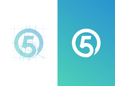 5 blue circle construction five geometry gradient green identity logo round sketch vector