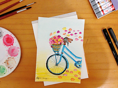 Watercolor Bicycle bicycle drawing painting watercolor