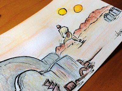 Star Wars: Tatooine in watercolor art drawing luke skywalker star wars star wars day tatooine watercolor