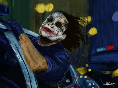 Joker in the Dark Knight digital art illustration joker the dark knight