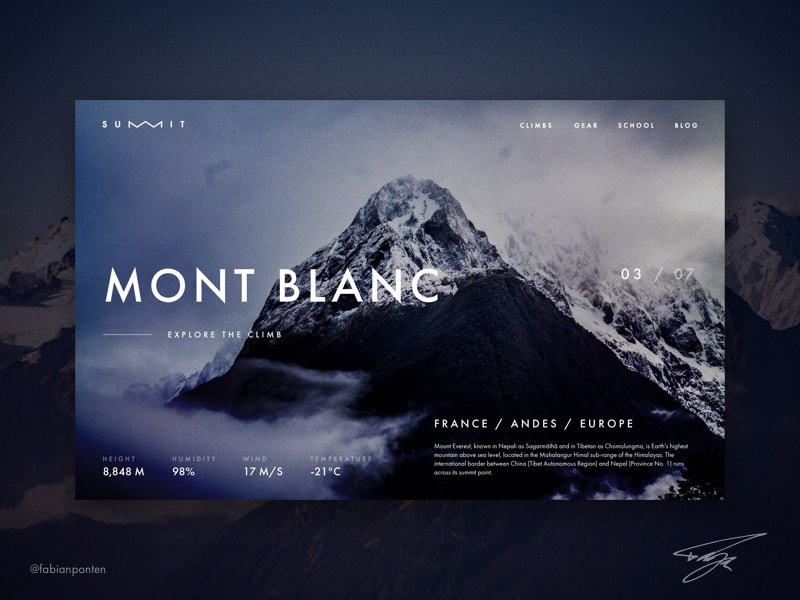 Seven Summits Website Design | SUMMIT (UI Design in Sketch #10) ui design ui design web design mountaineer website design climbing web design sketch sketch mountain web design mountain climb website design summit