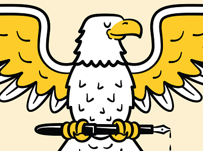 🦅 Eagle american bird branding design flying fountain pen graphic illustration ink vector