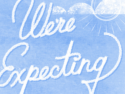 We're Expecting announcement baby design fun graphic illustration lettering midcentury personal project sky stork