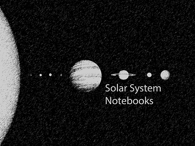 Box packaging solar system black and white notebooks packaging solar system