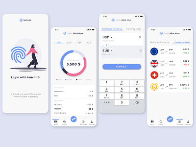 MyBank multi currency mobile app banking banking app currency converter currency exchange design fintech app mobile mobile app mobile app design ui ux