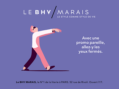 Bedding Campaign for BHV Marais affiche bed campaign characters humor illustration illustrator