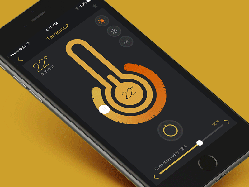 Smart Home - Thermostat Animation animation flat gif home interaction interactive ios mobile smart thermostat ui ux