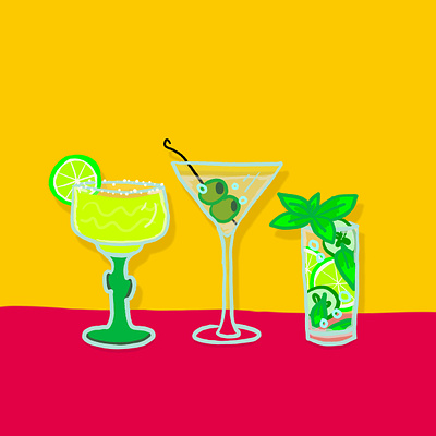 Get Your Drink On digital drink drinks margarita martini mojito painting vibrant