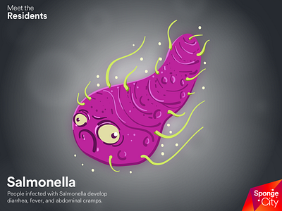 Sponge City: Salmonella bacteria cleaning concept art educational germs health illustration sponge