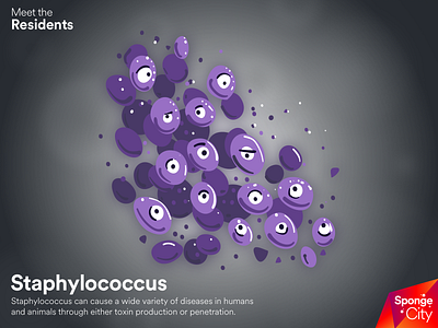 Sponge City: Staphylococcus bacteria cleaning concept art educational germs health illustration sponge