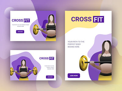 CrossFit illustration banner banner banner design crossfit design figma illustration sport violet webdesign yellow