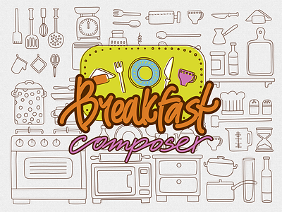 Game preamble breakfast calligraphy food game illustration kids kitchen outline tablewear