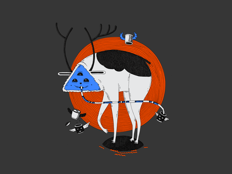 Blue Deer animation character cola deer drawing gif illustration picture tree triangle