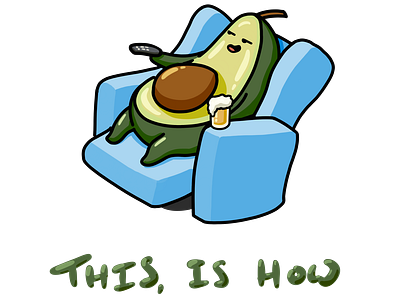 Good Fat avocado beer couch couch potato cute funny illustration lazy