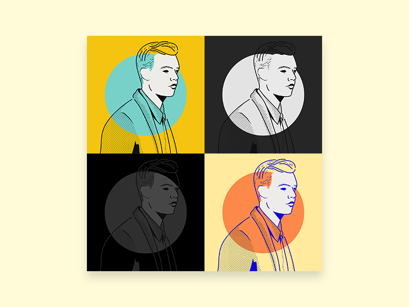 Illustration concept man minimalistic bright concept portrait illustration