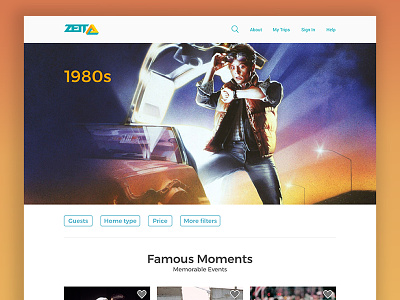 Zeit Time Travel Agency - 1980s company concept landing page time travel ui user interface ux visual design web