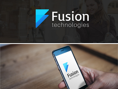 Fusion technologies branding logo design vector