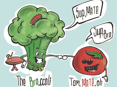 Bro-mate broccoli food foodie illustration tomato veggies