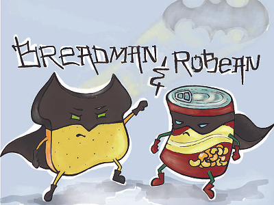 Breadman & RoBean batman food foodie illustration robin