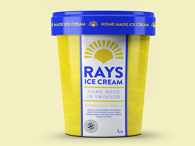RAYS ICE CREAM TUB branding clean design logo package design packaging packaging design typography