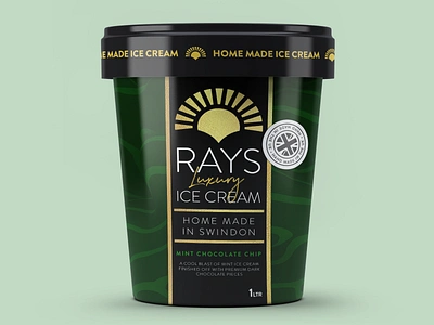 RAYS LUXURY ICE CREAM branding business company cup design dribbbleweeklywarmup fresh gourmet ice cream logo luxury packaging packaging design premium tub typography