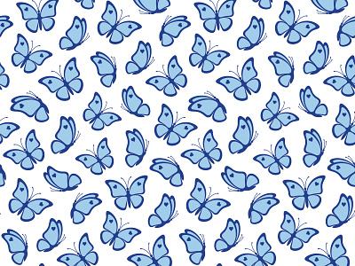 Seamless pattern of beautiful blue butterflies adobe illustrator background blue butterfly decor design illustration pattern seamless silhouette texture vector