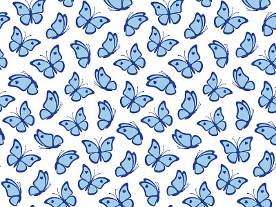 Seamless pattern of beautiful blue butterflies