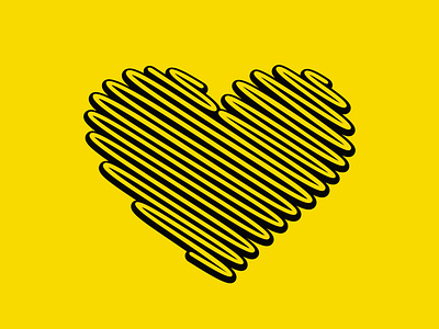 Heart shape on yellow beautiful black decor design heart icon illustration logo shape symbol vector yellow