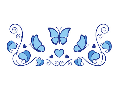 Plant ornament with butterflies adobe illustrator blue butterfly decor floral flower graphic design illustration illustrator ornament plant vector
