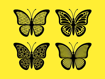 Outlines of creative butterflies with different wings