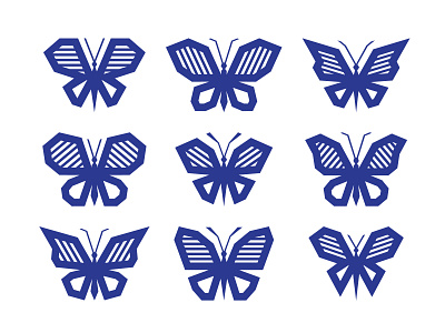 Contours of polygonal striped butterflies icons adobe illustrator blue butterfly contour decor design geometry graphic design icon illustration line logo outline polygon strip stylish tattoo trendy vector wing