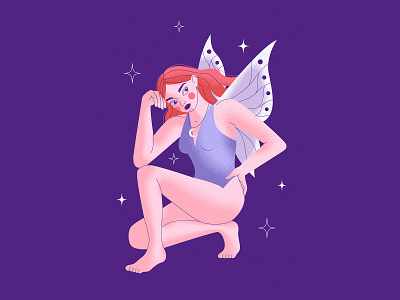 Moon fairy character design fairy girl illustration illustration design ilustracja polska texture wings