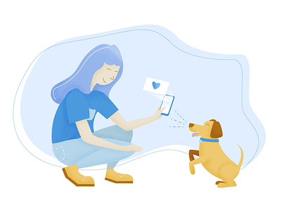Talk with your pet 7ninjas character dog girl illustration minimalistic talking texture