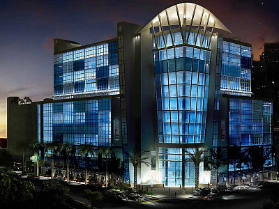 Sea Gate Plaza at Night 3d architecture commercial fort lauderdale leed night rendering