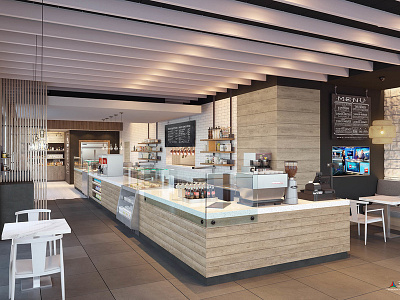 Bistro 3D Rendering (Kalea Bay) 3d architecture bistro dining interior rendering restaurant visualization