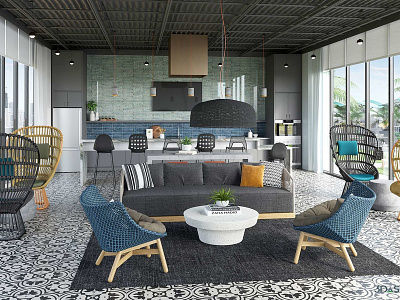 Miami Clubroom 3D Rendering 3d architecture clubroom interior miami rendering visualization